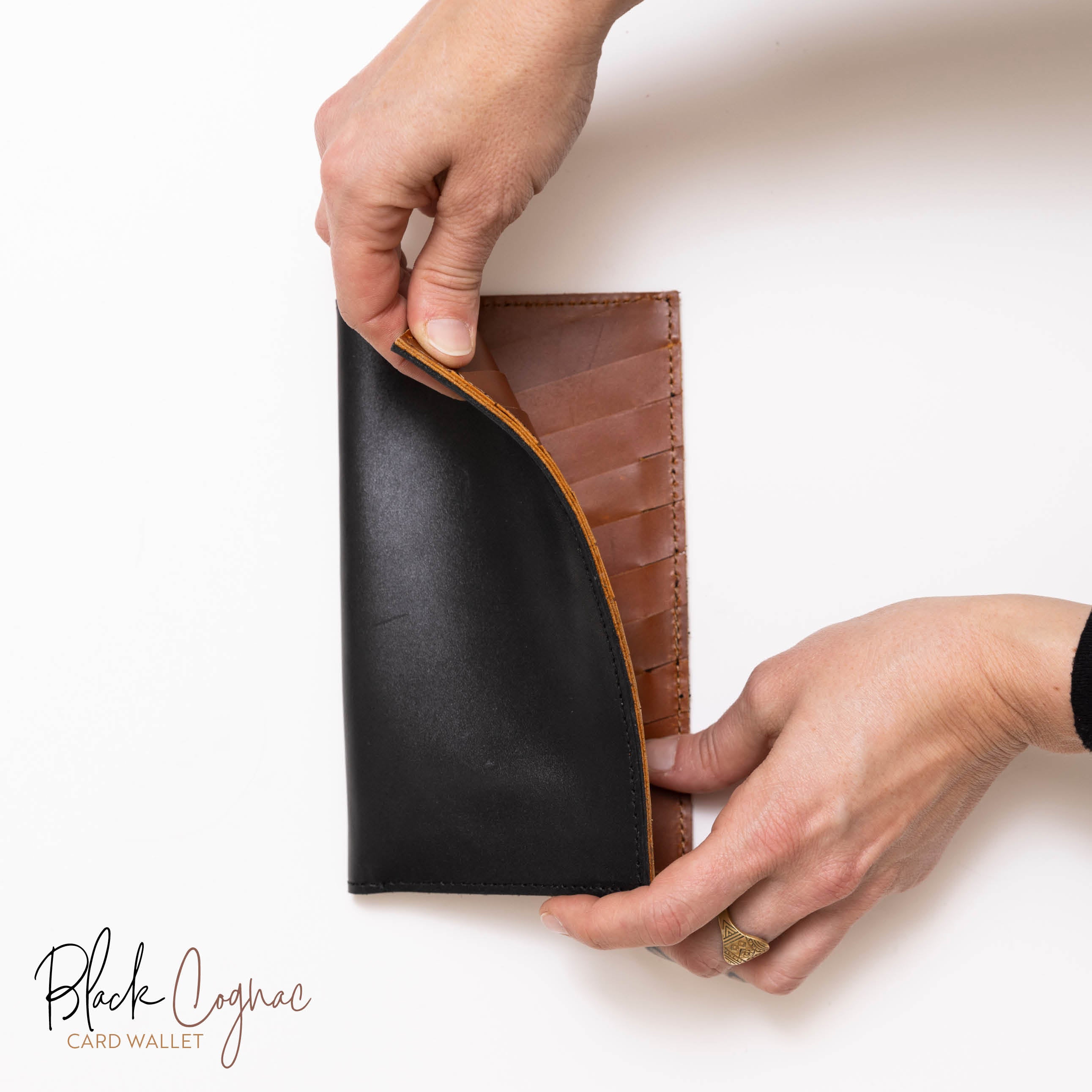 AMiGAS Card Wallet Black Cognac