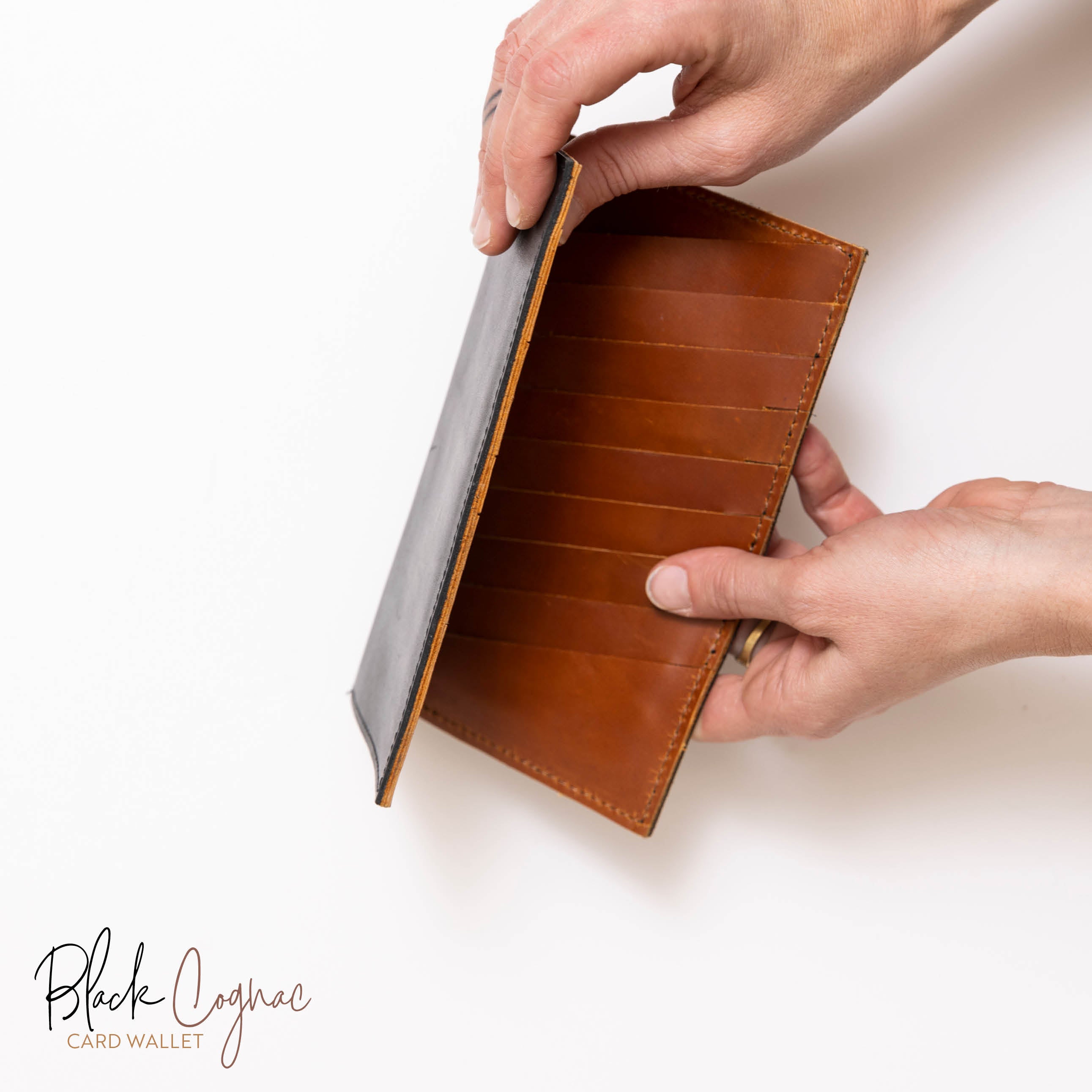 AMiGAS Card Wallet Black Cognac